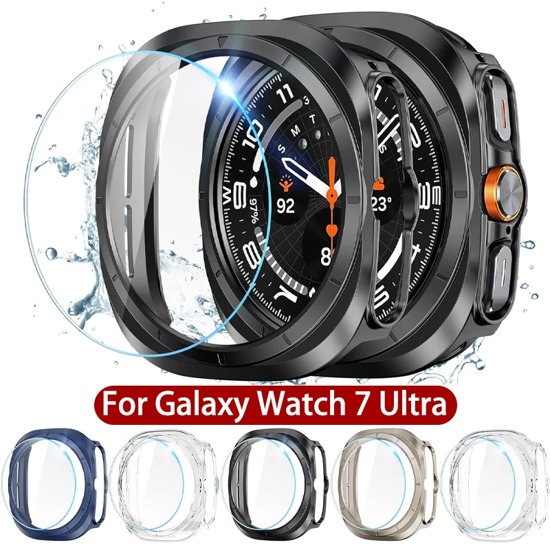 2IN1 Case For Samsung Galaxy Watch 7 Ultra 47mm Protective Cover with Screen Protector Glass Hard PC Bumper Watch 7Ultra Capa