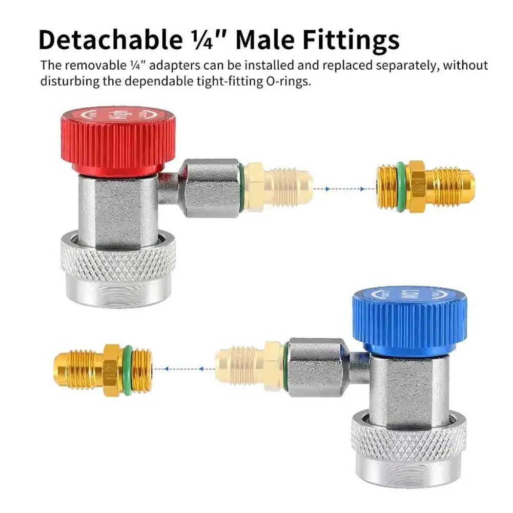 R134A H/L Auto Car Adjustable AC Manifold Gauge Brass Plating Quick Coupler Connector Adapter Air Conditioning Coupler Adapter