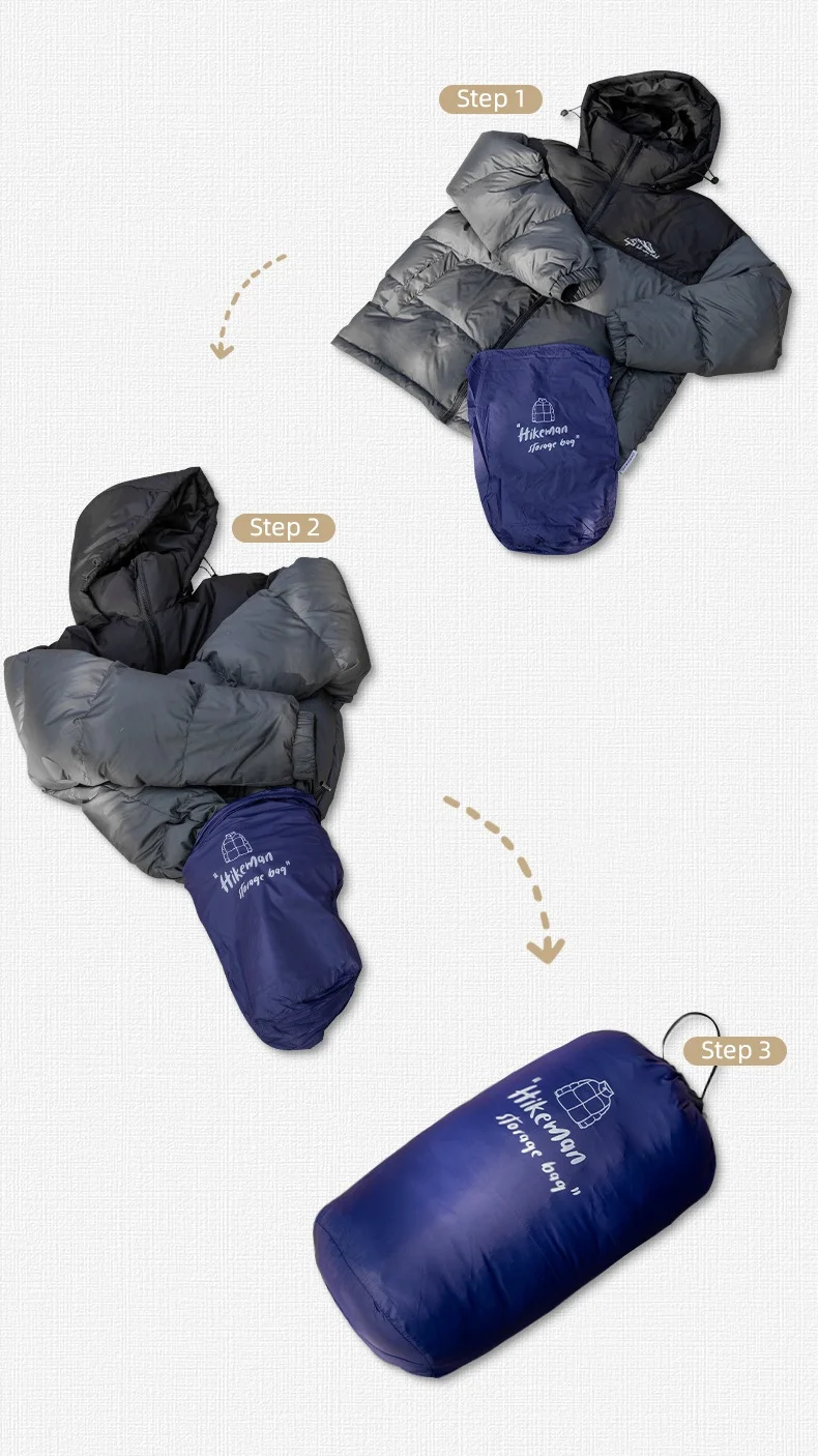 Outdoor Camping Daunenjacke Aufbewahrungstasche Tragbare Kleidung Kompressionstasche Reise Kordelzug Aufbewahrungstasche – Detail 3