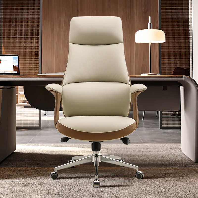 Leather Executive Office Chair Rolling Ergonomic Comfortable Cushion Office Chair Relaxing Backrest Taburete Trendy Furniture