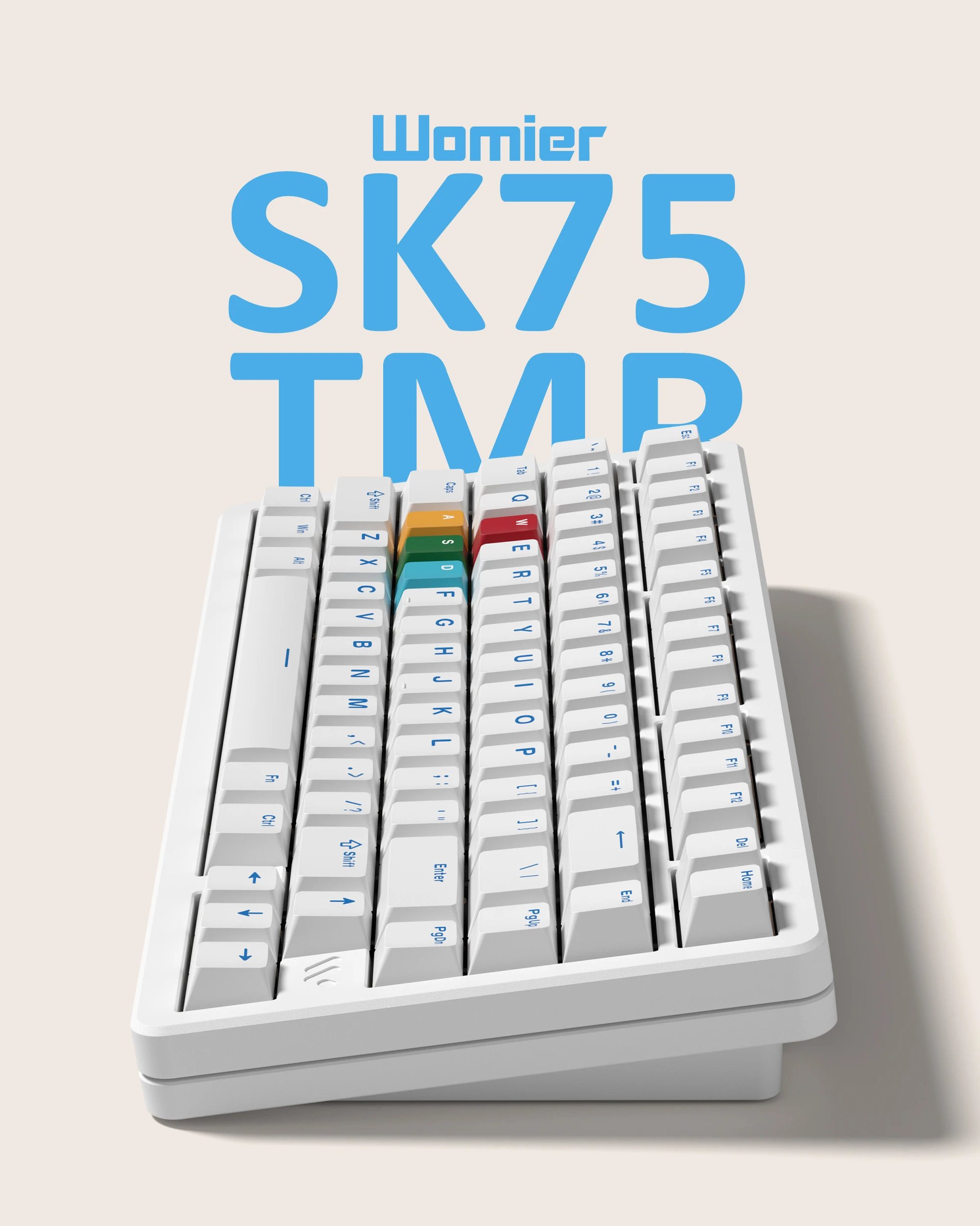 Womier SK75 TMR 75% ホワイト ワイヤレス マグネティック メカニカル