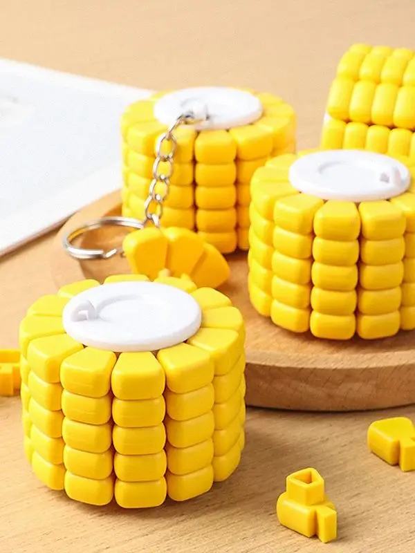 Schlüsselanhänger Mais-Puzzle DIY Kreatives Mais-Block-Handspielzeug Mini Entspannungs-Gehirntrainer Vielseitiges Intellektuelles Bausteinspielzeug – Detail 2