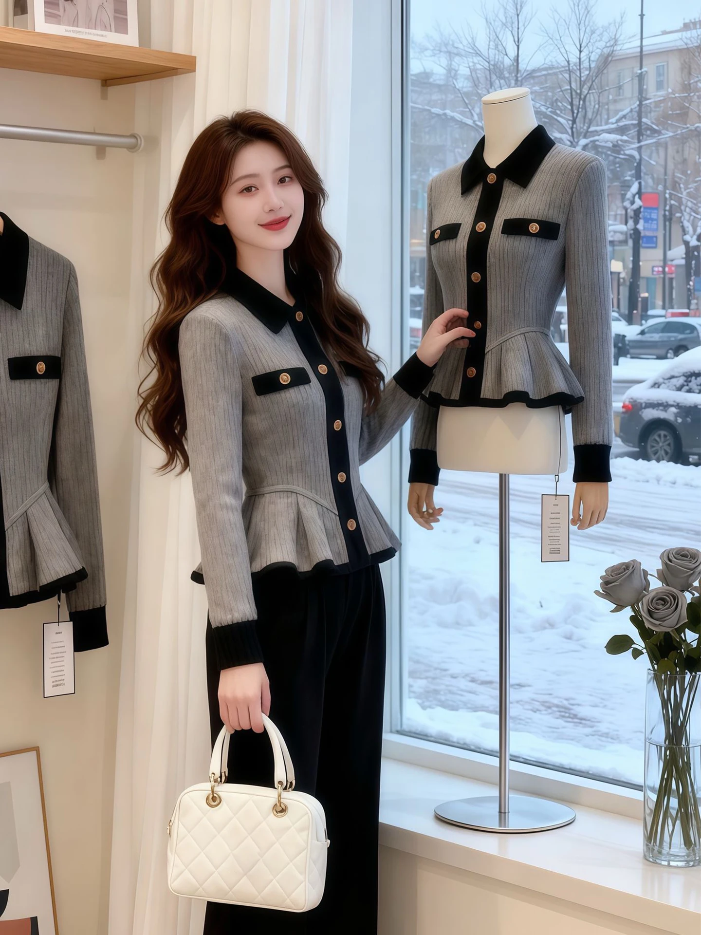 

Knitted Wrap Coat Women's plus Size Autumn Winter Warmth Fitted Sweater Cardigan Collar Breathable Polyester