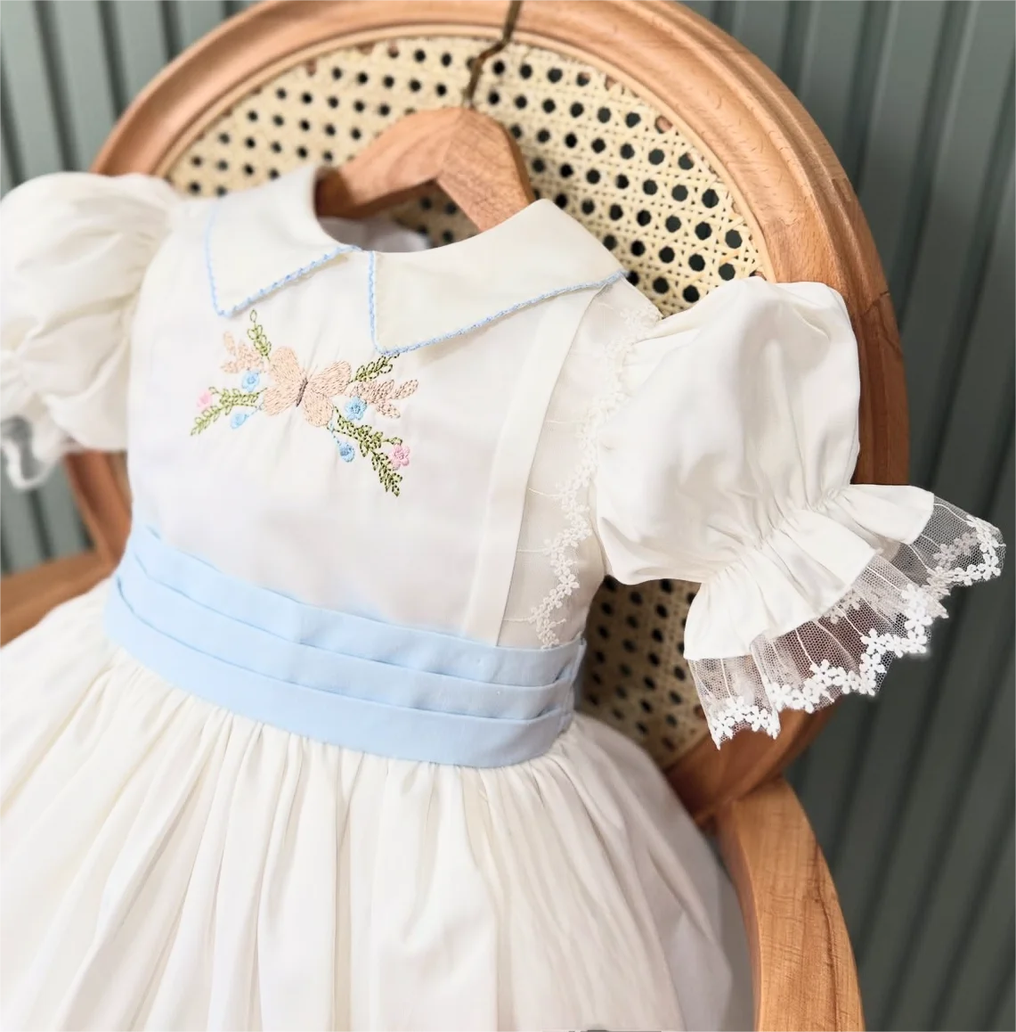 0-12Y Baby Girl Summer White Embroidery Turkish Vintage Princess  Dress for Birthday Holiday Eid Photography  B61