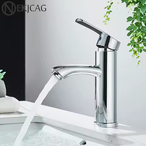Chrome Plastic Steel Basin Faucet Sink Tap Deck Mount Single Handle Single Hole Cold Hot Water Mixer Bathroom Washbasin Faucets