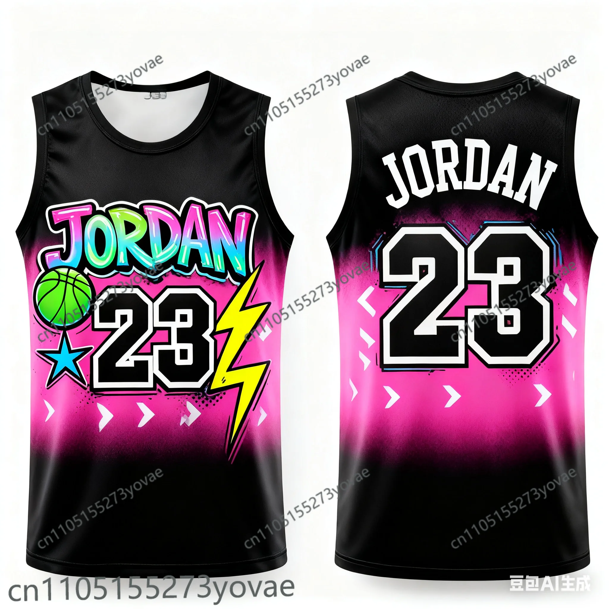 AI Design قميص كرة السلة الأمريكية جوردان جرافيتي ستريت رقم. 23 سترة جيرسي لكرة السلة سريعة الجفاف مطبوعة ثلاثية الأبعاد لكرة السلة