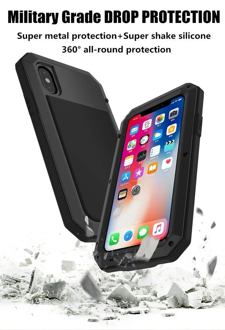 Gorilla Case For iPhone 16 15 14 13 12 11 X XS XR Pro Max SE Metal Cover Heavy Duty Dustproof IP54 Water-Resistant Phone Cases