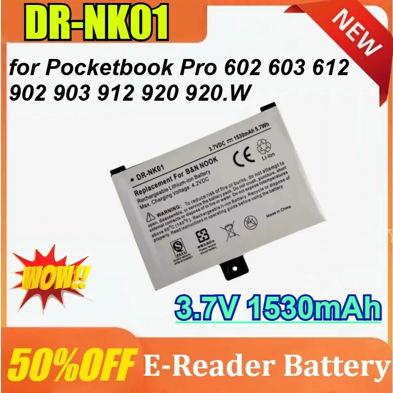 

New 3.7V 1530mAh DR-NK01 E-reader Battery for Pocketbook Pro 602 603 612 902 903 912 920 920.W for NOOK BNRB1530 BNRZ1000