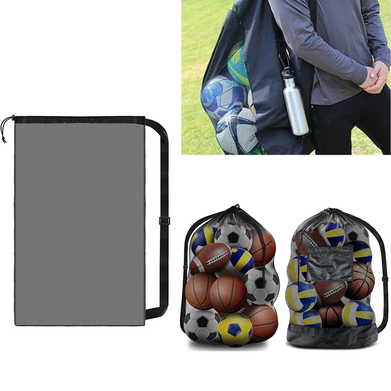

Сумка для хранения баскетбольного мяча, сетчатая сумка для футбольного мяча, очень большая сумка на шнурке с карманом на молнии, волейбольная футбольная сетка, спортивные сумки