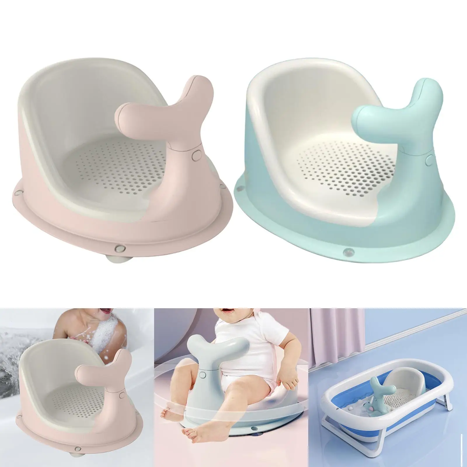 Infant Shower Chair Soft Mat Easy Storage Foldaway Sit up Durable Non Slip Surround Portable Newborn Bath Seat for Bathroom