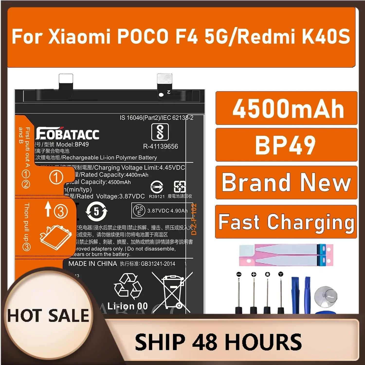 EOTABACC 100% New Original Battery BP49 For POCO F4 5G /K40S Battery +Tools