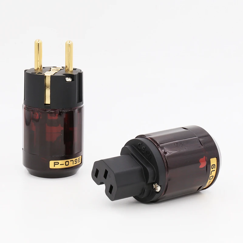 

C-079 P-079e Schuko Europe EU Power Plug 24k Gold Plated IEC Audio Connector Female-Male MATIHUR Audio Hifi