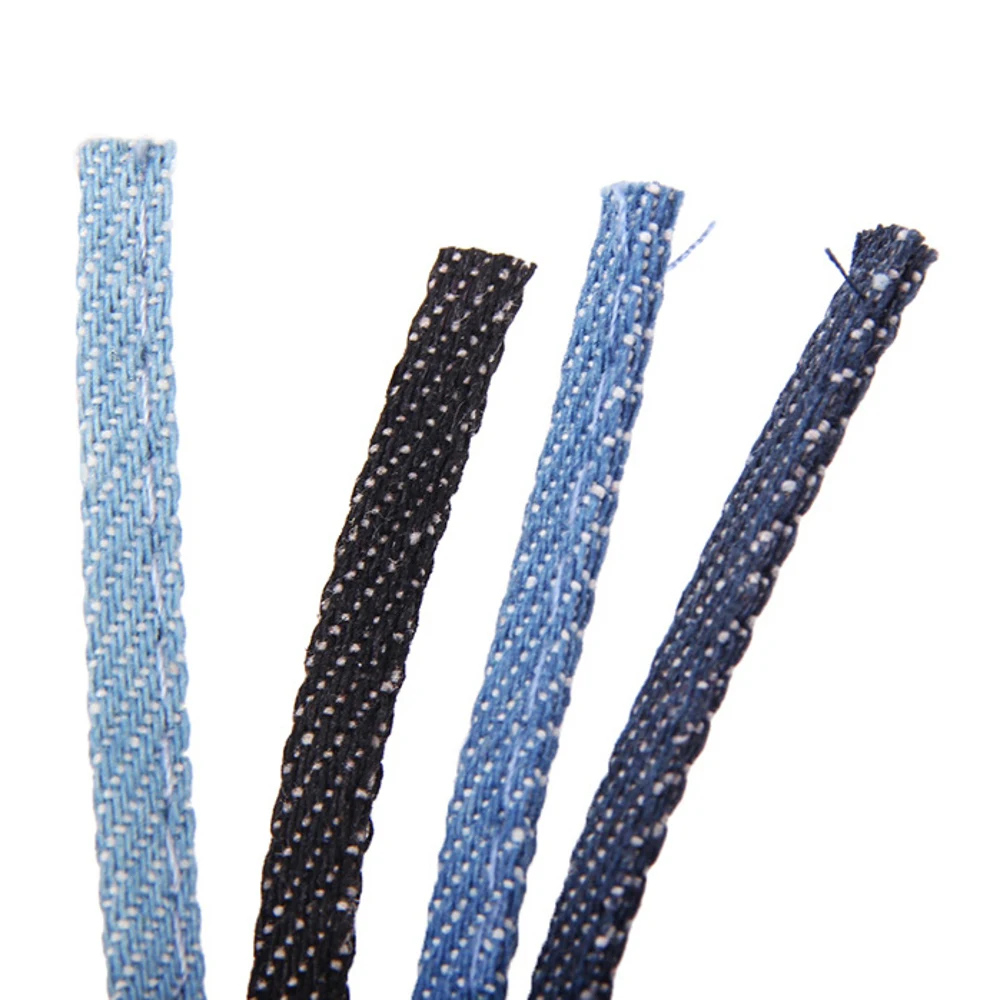 5M/Lot 5mm Denim Blue Flat Cotton Cord Jeans Ribbon Braided Tape for DIY Sewing Apparel Bag Accessories Hoodie Rope view 2