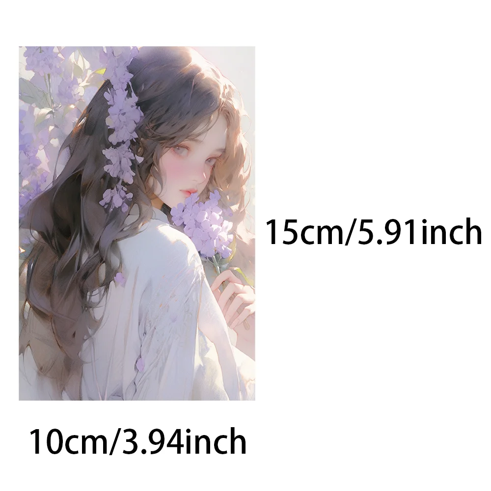 10-Piece Floral Girl Postcard Greeting Cards for Indoor Bedroom Dorm Wall Decor Wall Decals