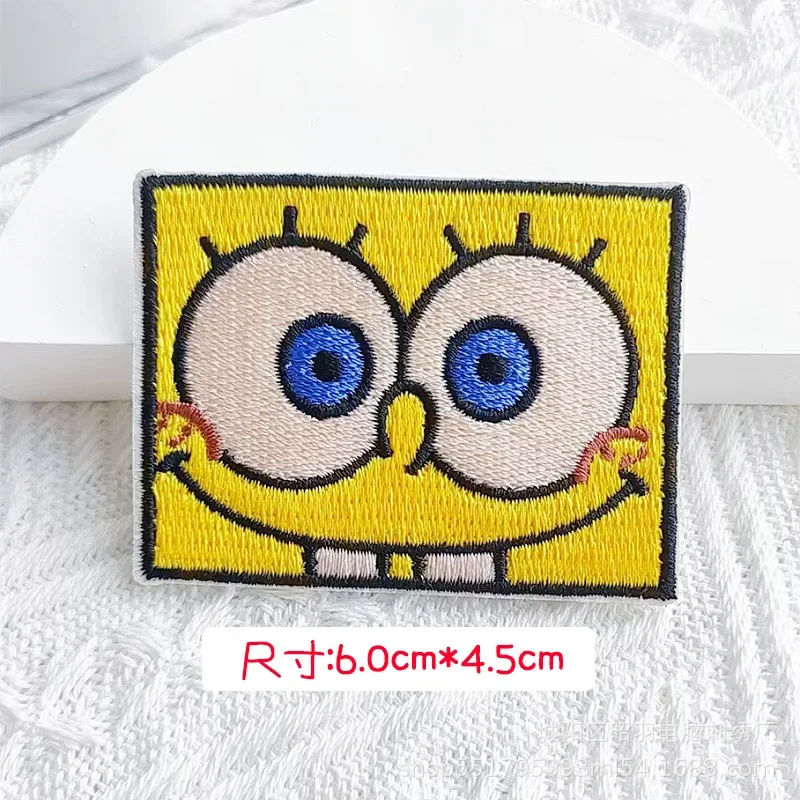 Anime Sponge-Bobs Embroidery Ironing Clothing Thermoadhesive Sewing Cartoon bag DIY decorative patch subsidy paste self Applique