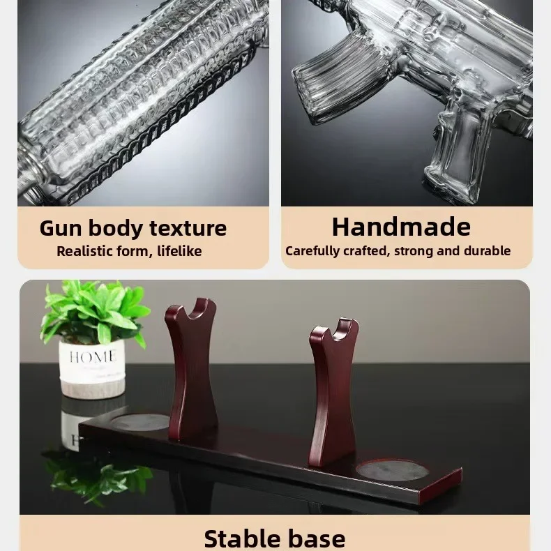 زجاجة نبيذ إبداعية لبندقية قناص شفافة عالية البورسليكات، خطوة زجاجية لعملية الختم المتقدمة #5