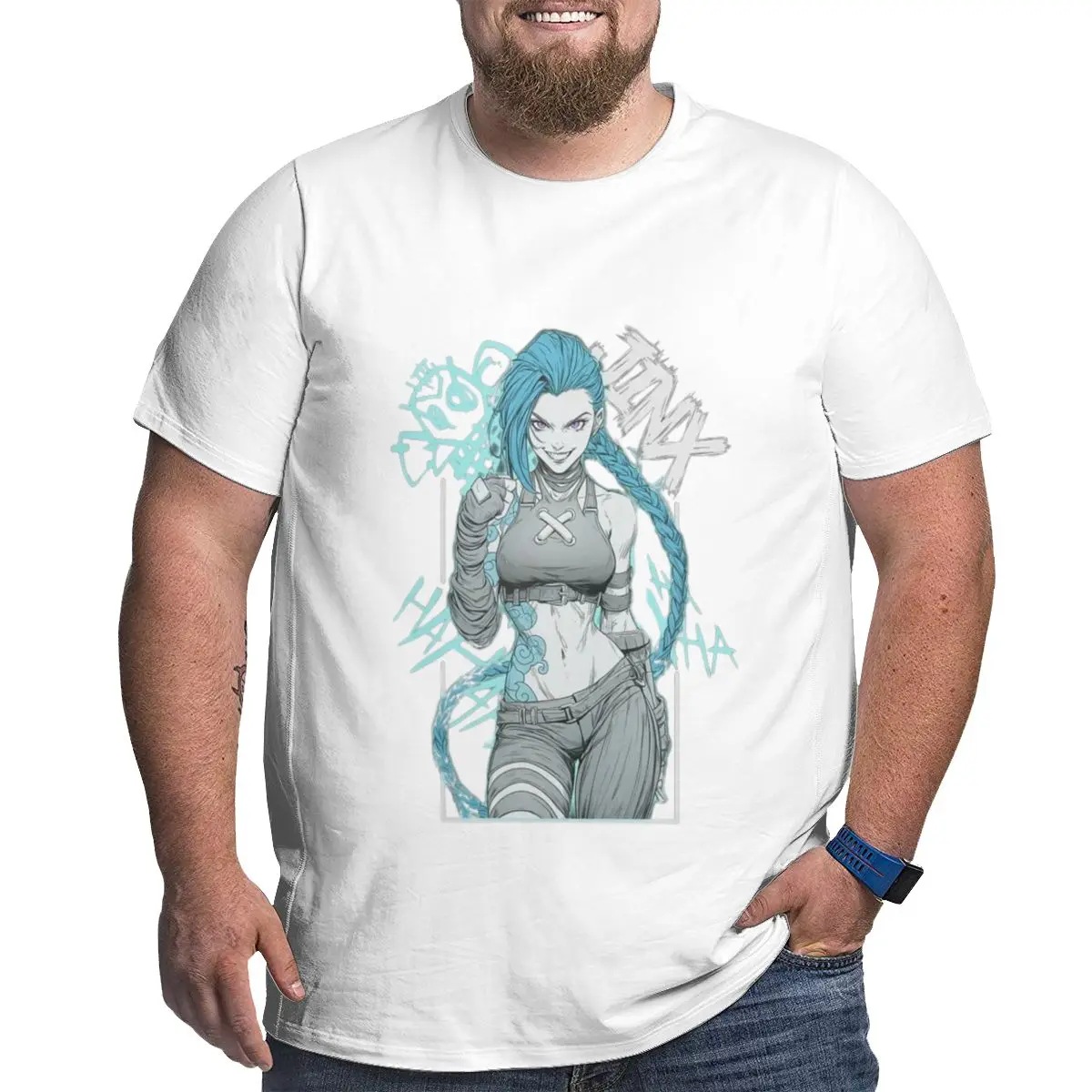 

Plus Size Men's Short Sleeve T-Shirt League Of Legends Jinx Arcane Classic Fit Lightweight Tee for Sports and Casual Wear