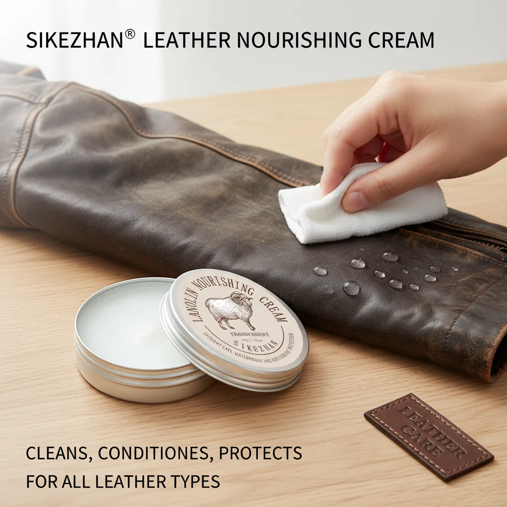 كريم العناية بالسترة الجلدية - بلسم لانولين المغذي، بلسم شفاف لاستعادة، مقاوم للماء وحماية المعاطف الجلدية