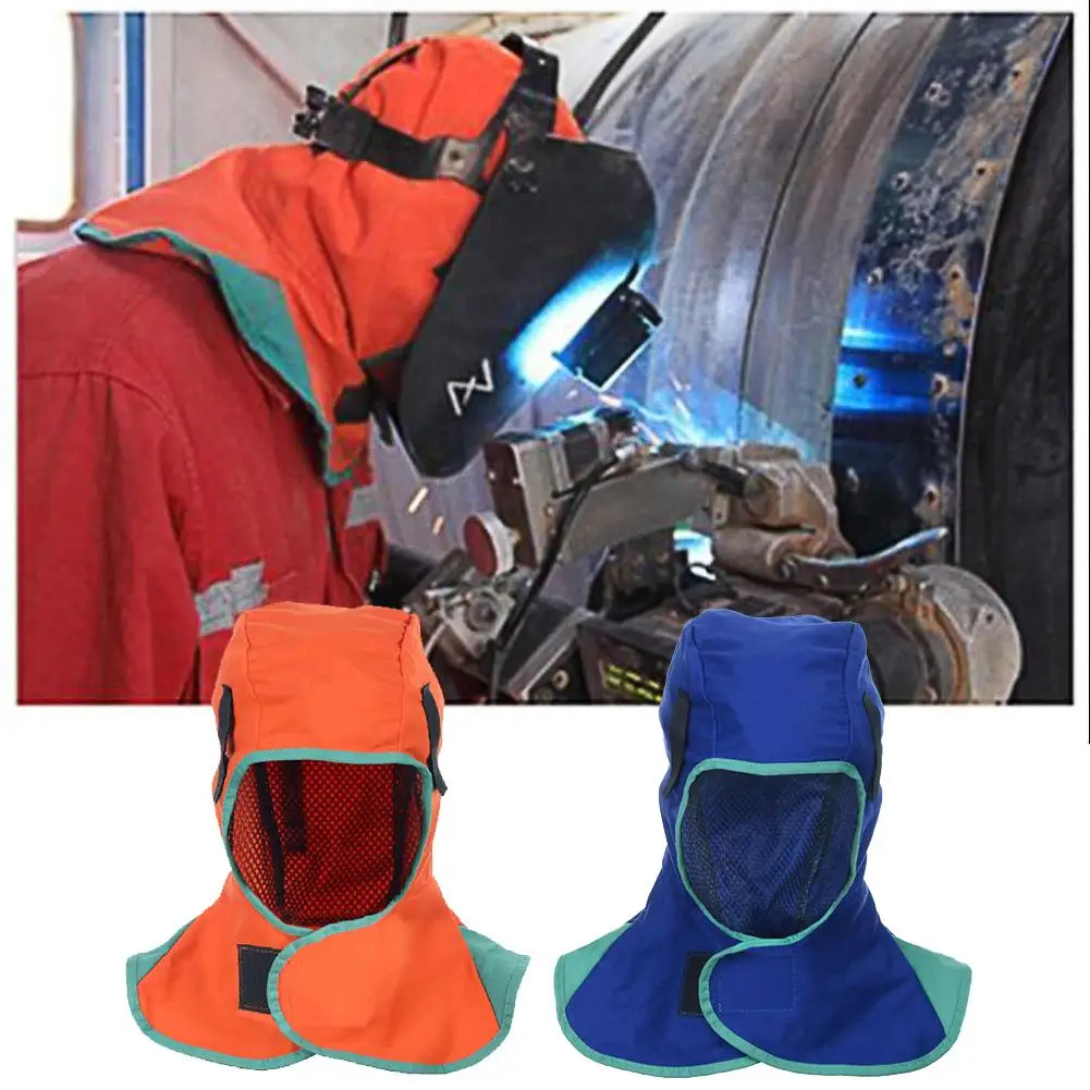 

Full Protective Welding Hood for Men Washable Breathable Welding Neck Cover Flame-Retardant Protective Welding Cap for Welder