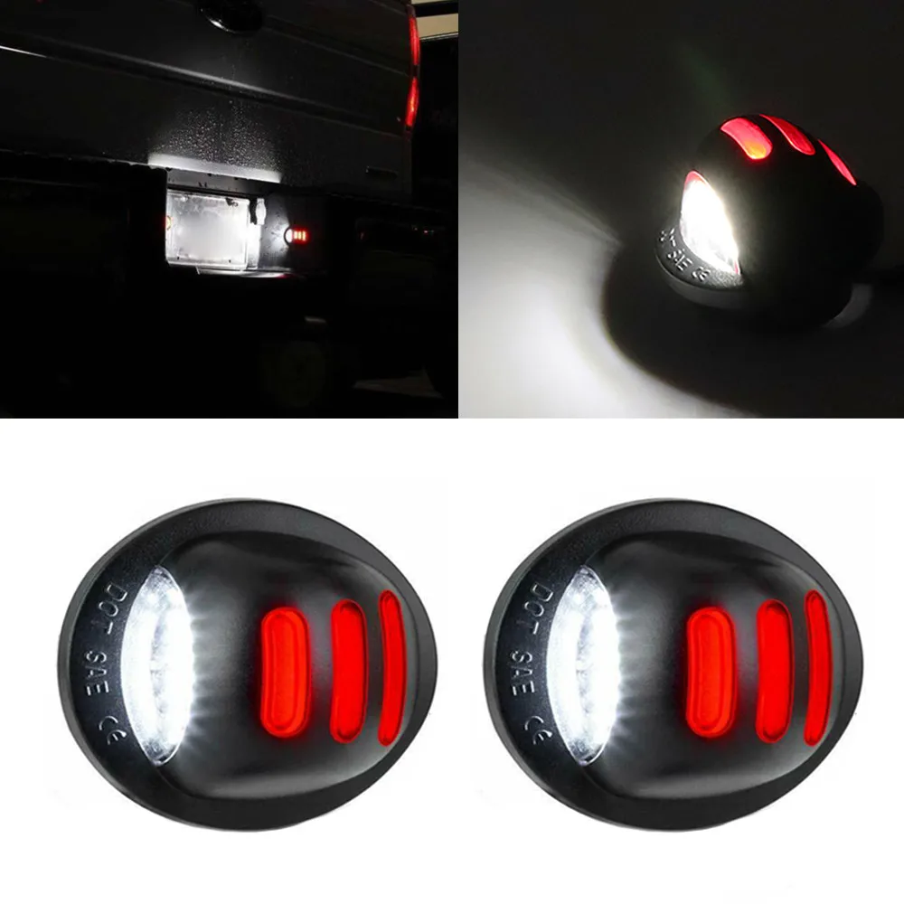 

2x LED License Plate Auto Number Plate Lamp Car Light Assembly Red White For Ford Ranger Explorer F-250 F-350 F150