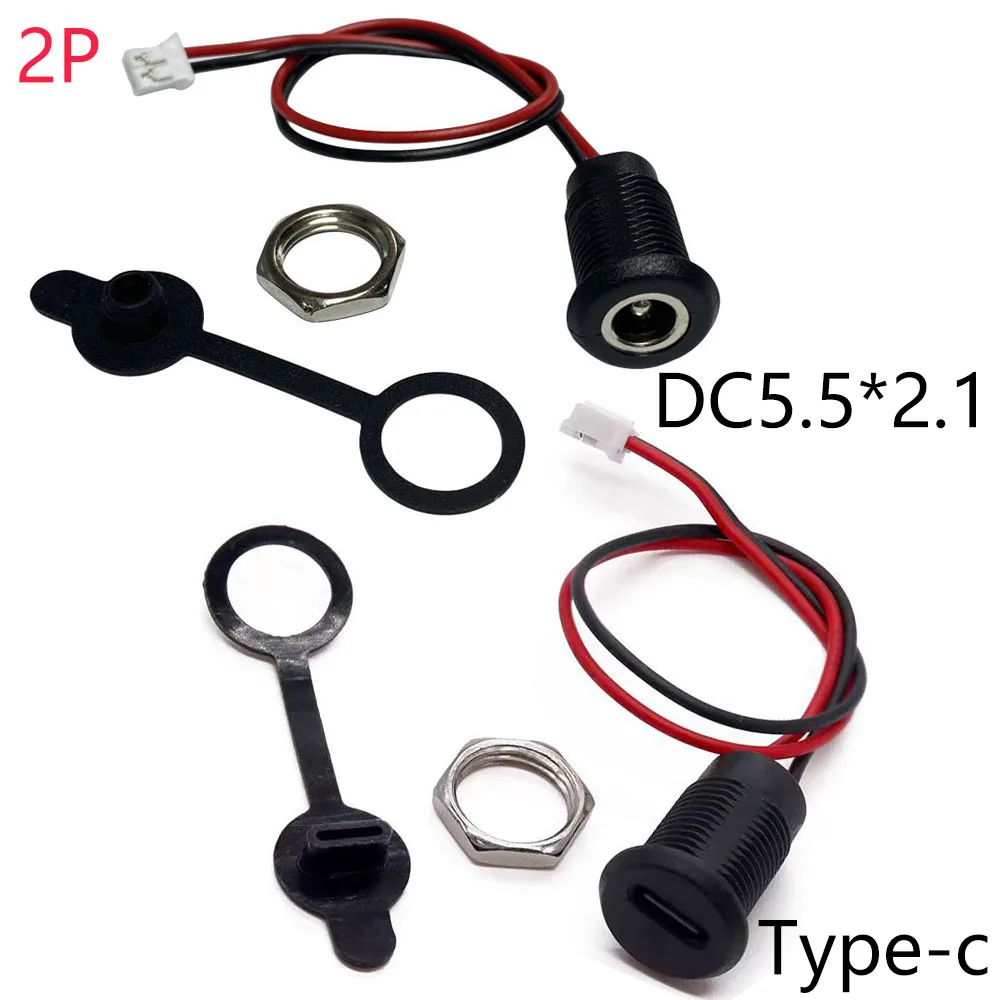 

1pcs 2Pin DC Typec Female With Cable Connector For Water Purifier Battery Desk Lamp Waterproof Charging Port Wire Socket Adapter