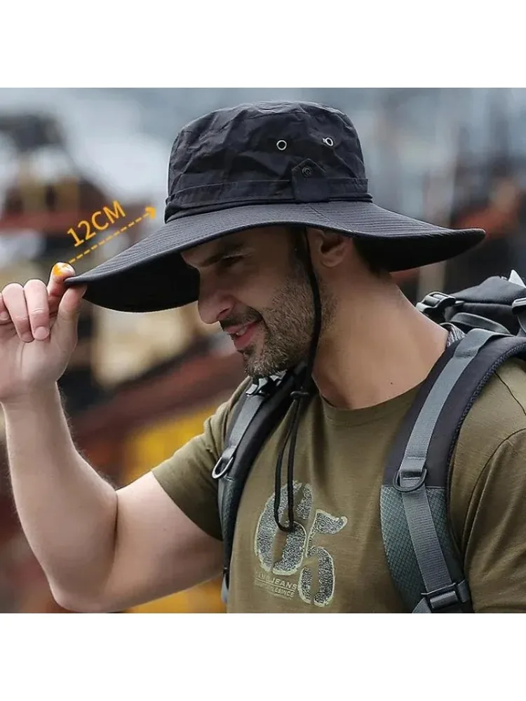 Nouveau chapeau de pêche de Protection solaire été respirant maille Camping randonnée casquettes Anti-UV chapeau de soleil casquettes d'alpinisme chapeau Panama pour hommes