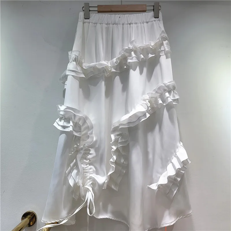 WTHT Fashion New Women's Spliced Irregular A-line Cake Skirts 2026 Spring Trendy High Waist Long Skirt Female 1LS2842