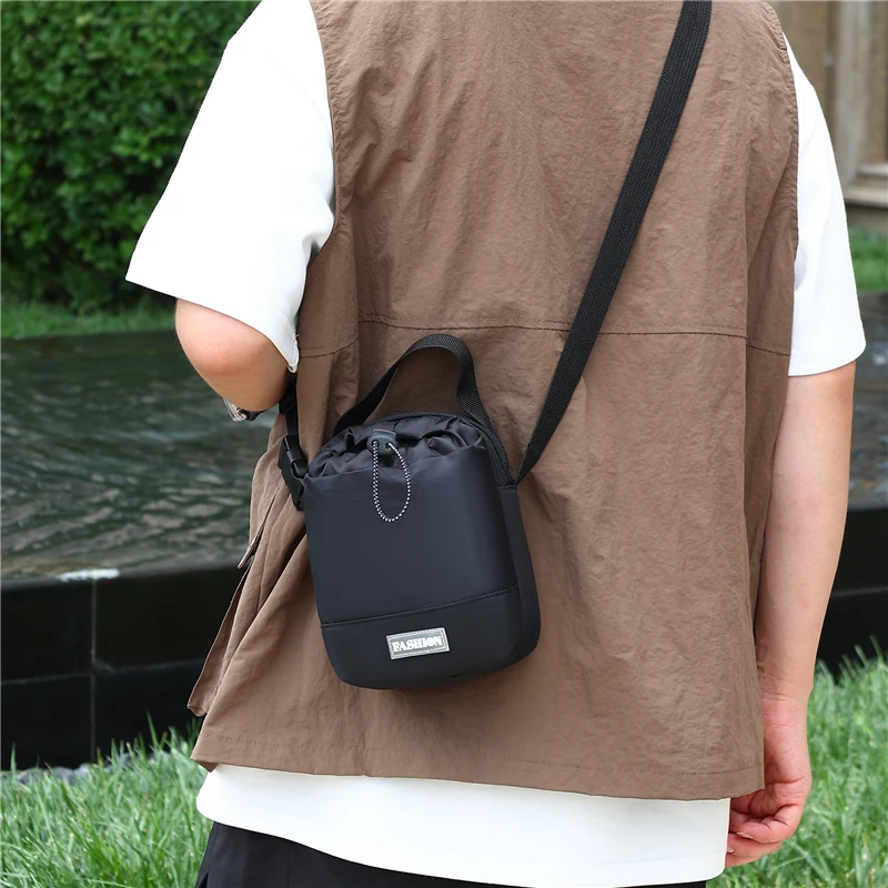 Waterproof Nylon Crossbody Sling Bag - Outdoor Travel Pouch with Dedicated Water Bottle Pocket