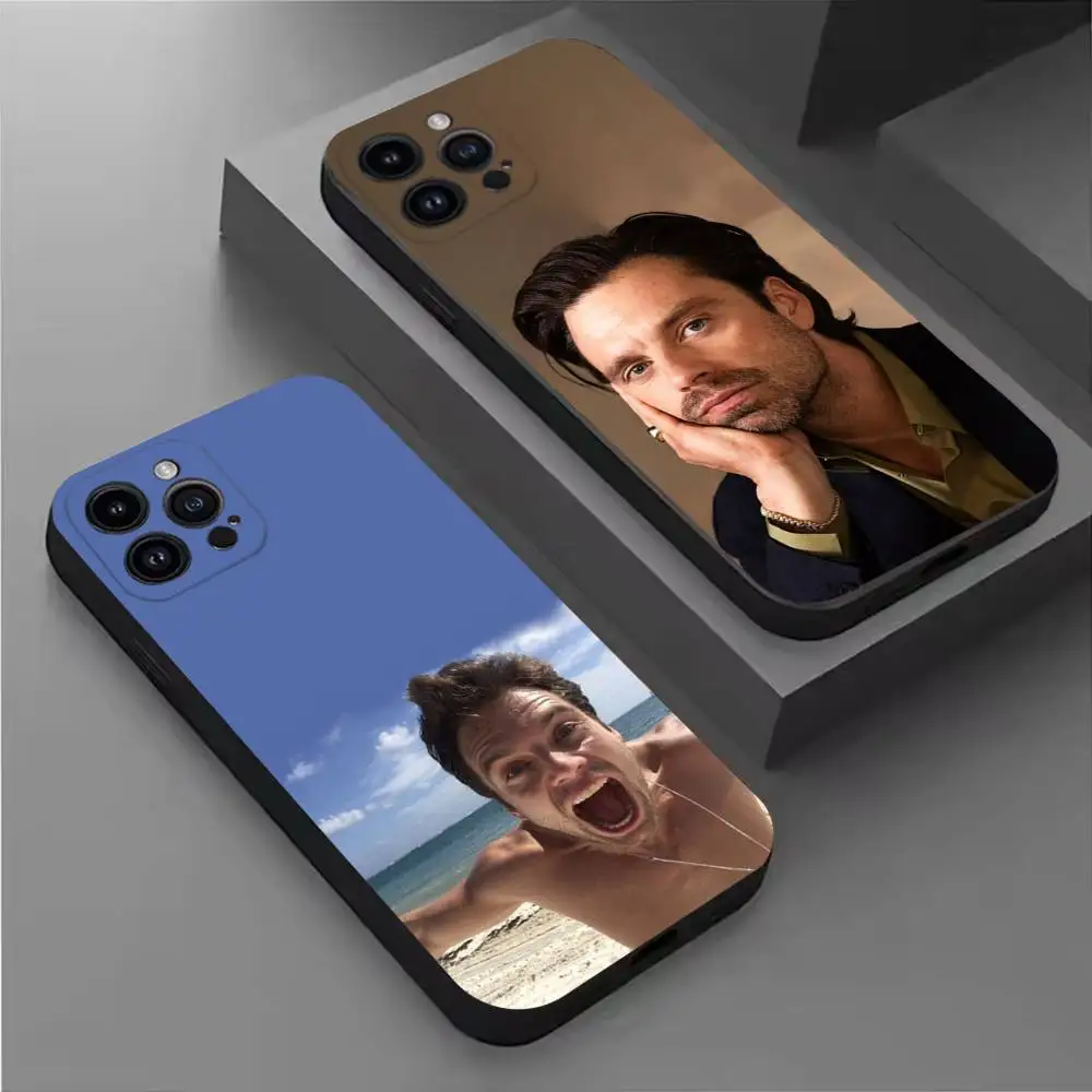 

Sebastian Stan Phone Case For iPhone 16,15,14,13,12,11 Plus,Pro Max,XS,X,XR,SE,Mini,8,7,Soft Silicone Black Cover