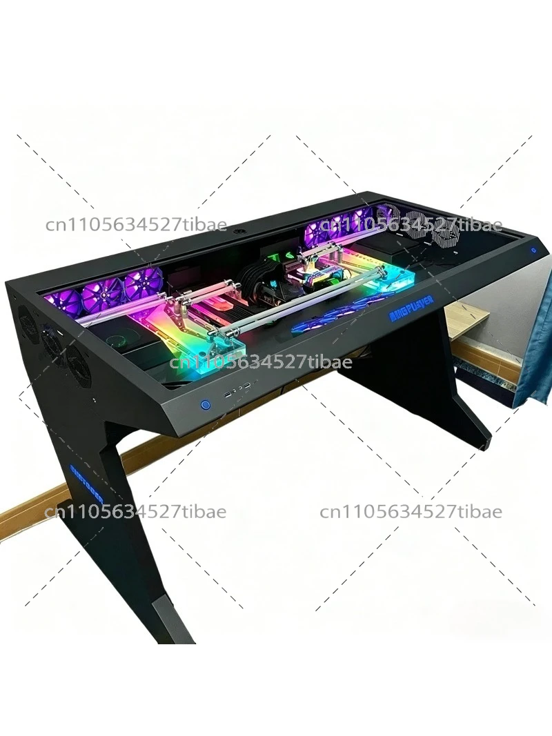 Fully Transparent  E-sports Table, Built-in Science Fiction Special-shaped Chassis, Integrated Cool Game Computer Table