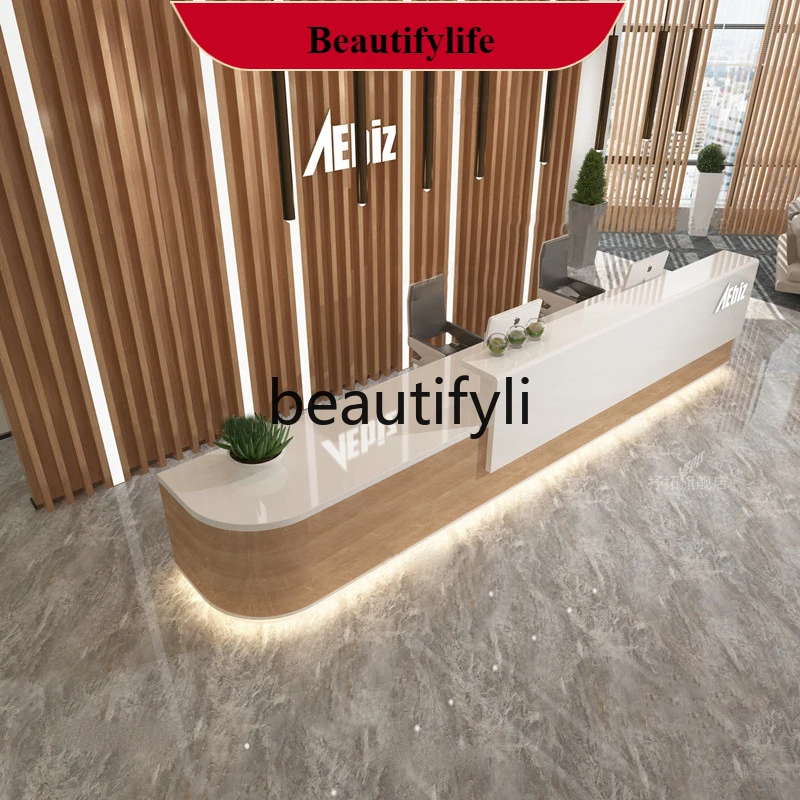 ZzqCompany رسمت مكتب الاستقبال مكتب الاستقبال بسيط الحديثة صالون تجميل فندق أمين الصندوق مكتب مخصص الزاوية منصة مشروبات