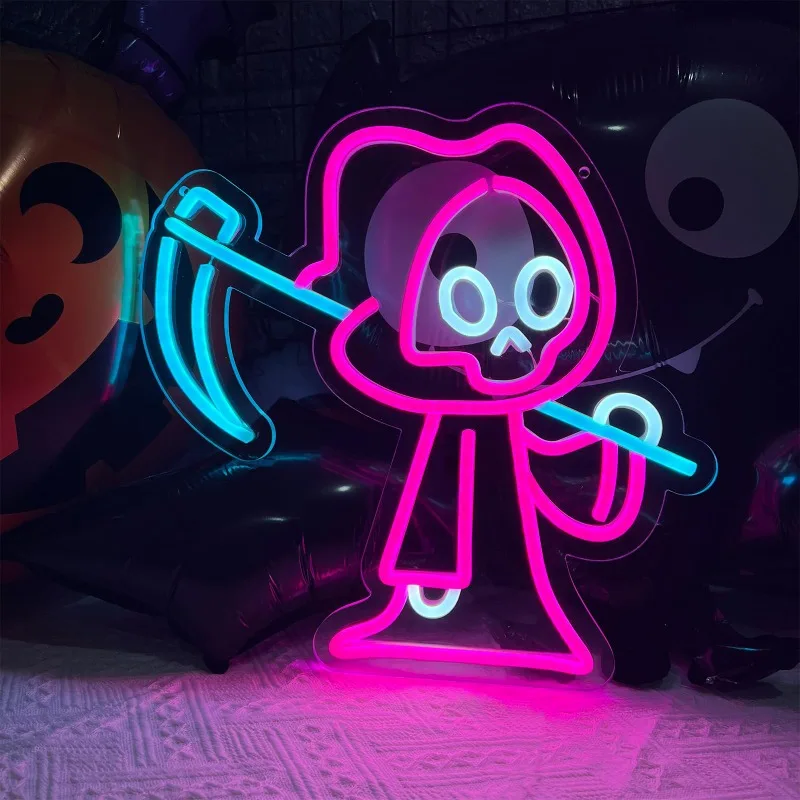 

Неоновая светодиодная вывеска призрака-приглушаемый Настенный декор на Хэллоуин, идеально подходит для спальни, крыльца и детских подарков