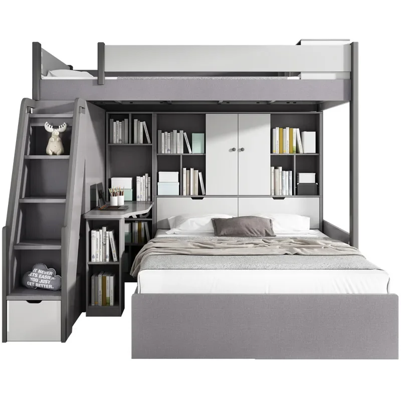 Staggered children's bed up and down  High and low  Multifunctional combination Mother and child Dislocation Elevated