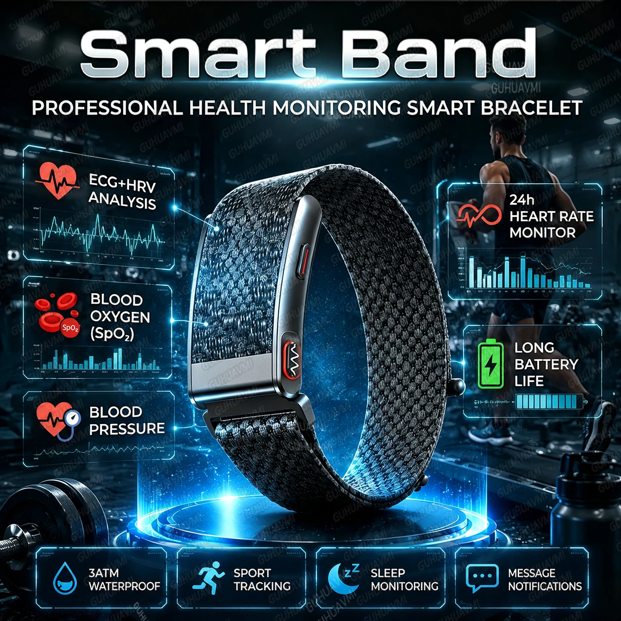 

2026 New Screenless Fitness Tracker Health Smart Band ECG+PPG Uric Acid Blood Oxygen Body analysis Smart Bracelet For Men Women