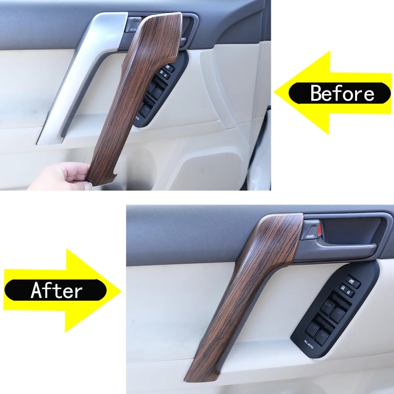 4PCS ABS Silver Car Interior Door Handle Decoration Cover Trim For Toyota Land Cruiser Prado FJ150 150 2010-2018 Car Accessories