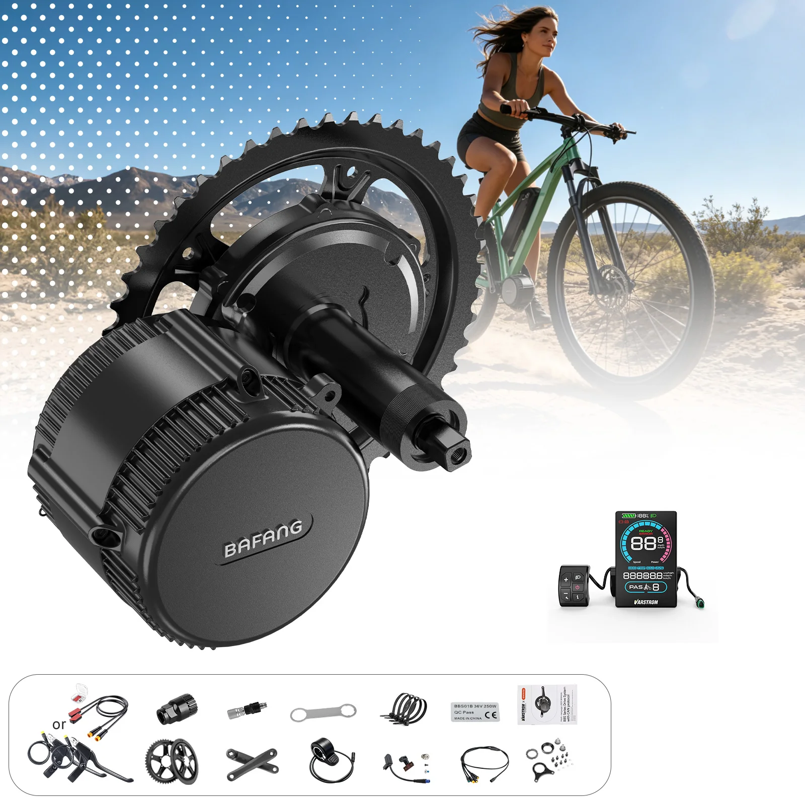 Side Hung Mid Drive Motor Kit - Bafang BBS01B 48V 250W M215シリーズモーターキット 電動自転車変換キット