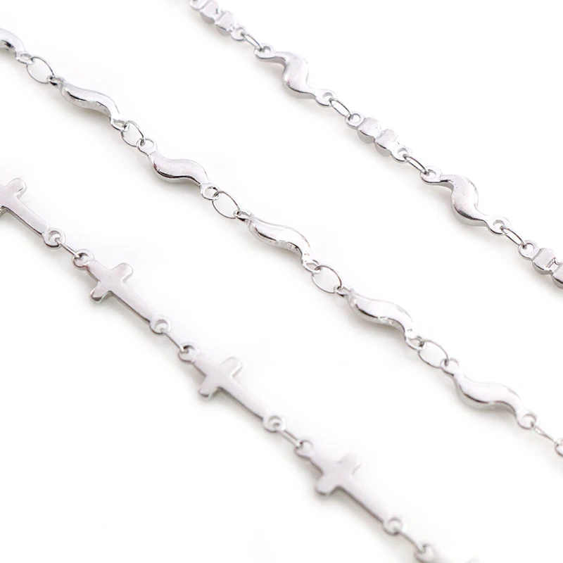 1 Meters Stainless Steel No fade 3.5mm Handmade S Cross Necklace Chain DIY Jewelry Findings Making Materials Handmade Supplies