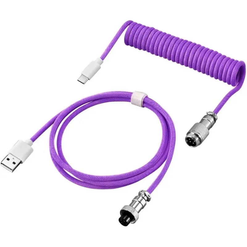 【HOT A69Z!】USB Type-C For Mechanical Keyboard Coiled Cable, Max Aviator Aviation Connector Cord For Desktop Computer