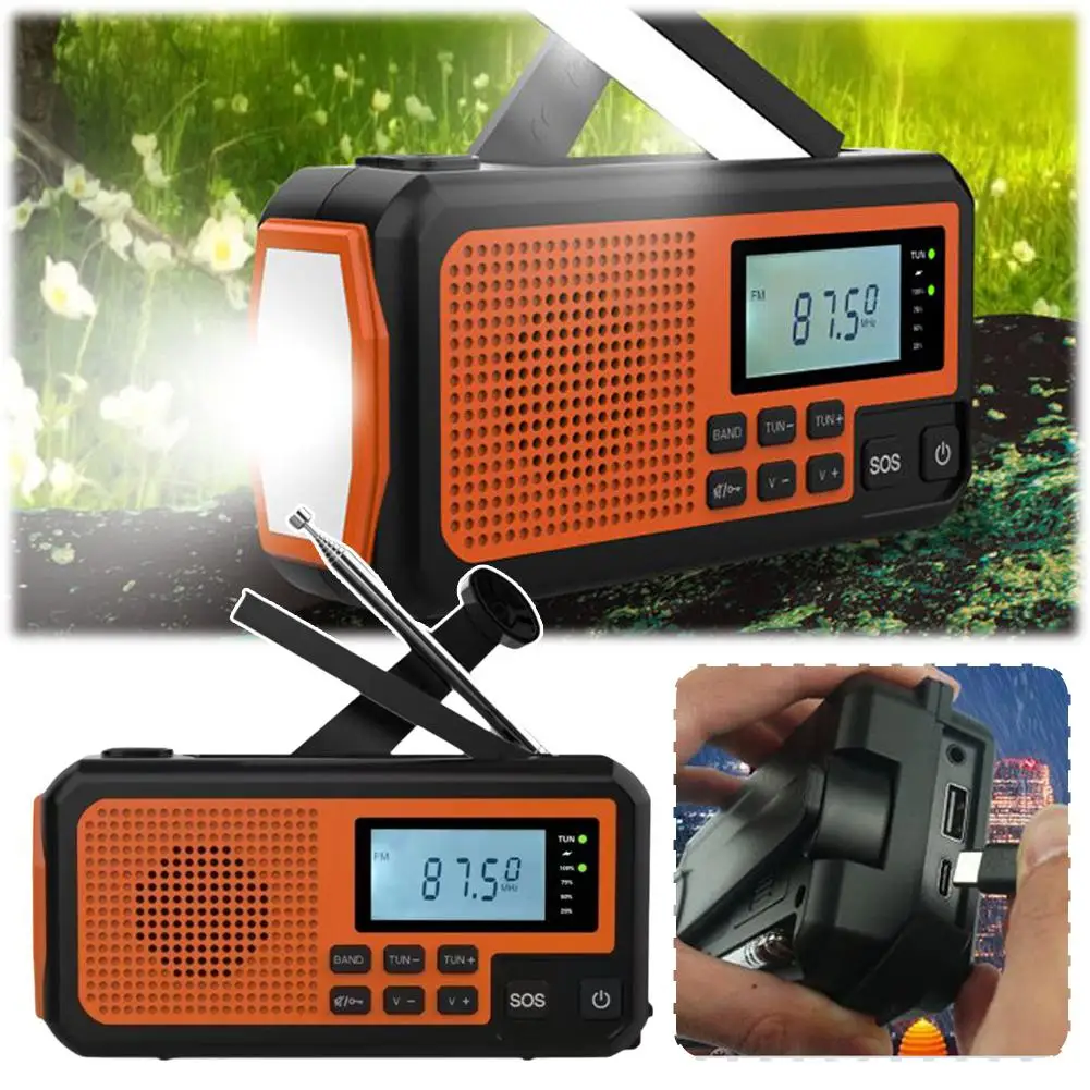 Multifunctional Outdoor Emergency Solar Portable Hand-cranked Radio With Disaster Prevention Reading Light Flashlight