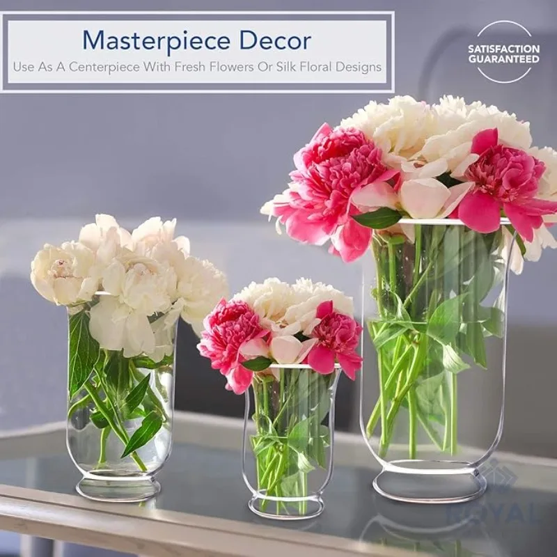 3pcs Clear Flower Vase Hurricane Pillar Candle Holder,Terrarium Planter,Decorative Centerpiece-Use for Floating Tealight,Wedding