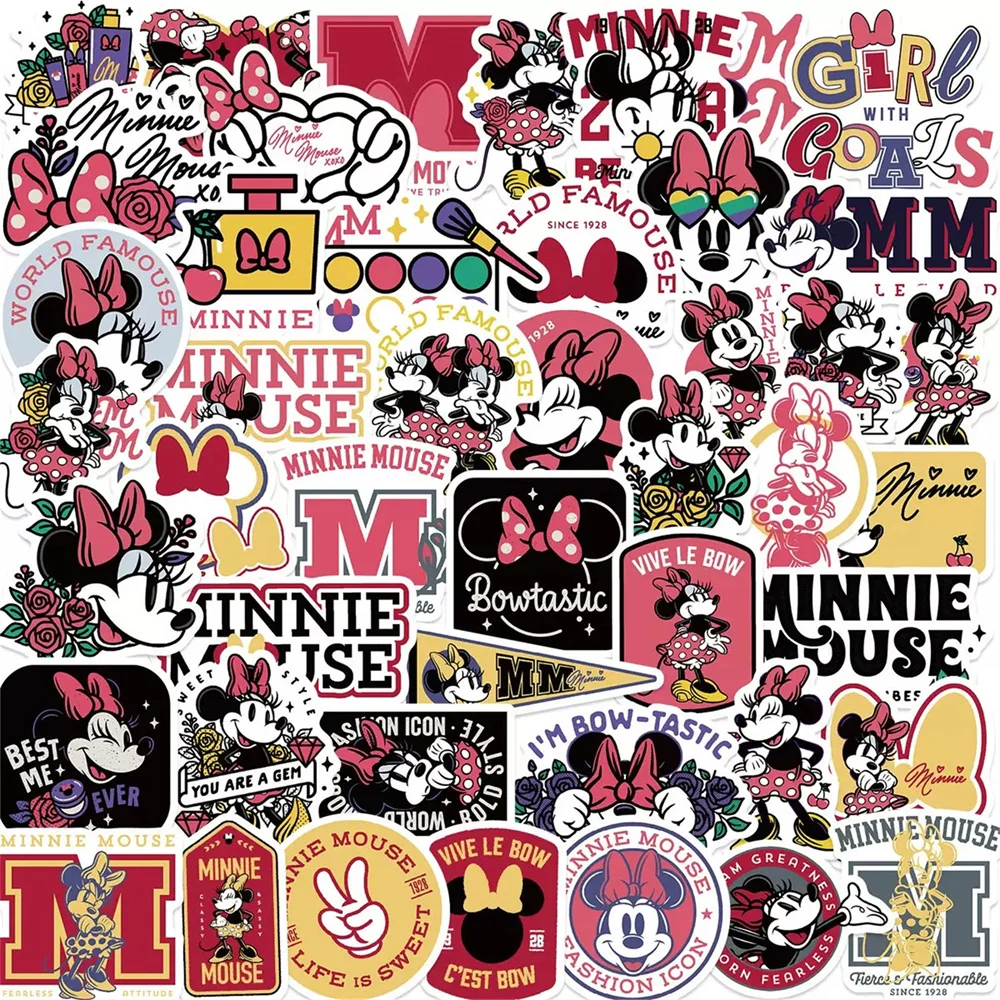 50 PCS Disney Cartoon Cute Minnie Mouse Sticker For Phone Bo