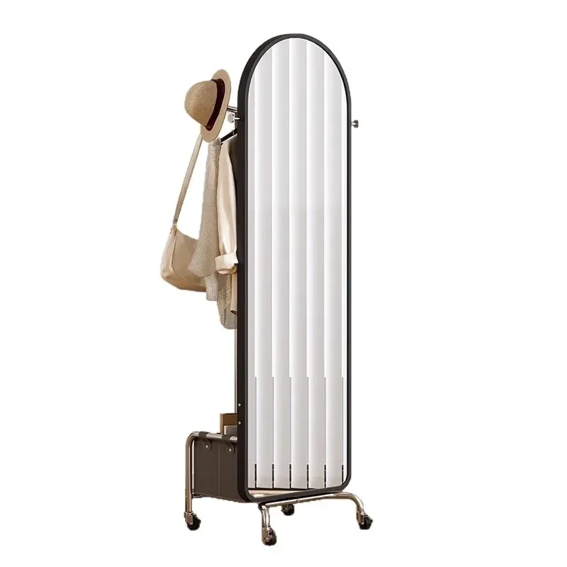hanger, floor-to-ceiling full-length mirror, bedroom rotatable and movable vertical, multi-functional full-body mirror, movable