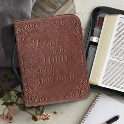 FORUDESIGNS-Funda de cuero para transporte de la Biblia para mujer, maletín multifuncional con cremallera, bolso de mano