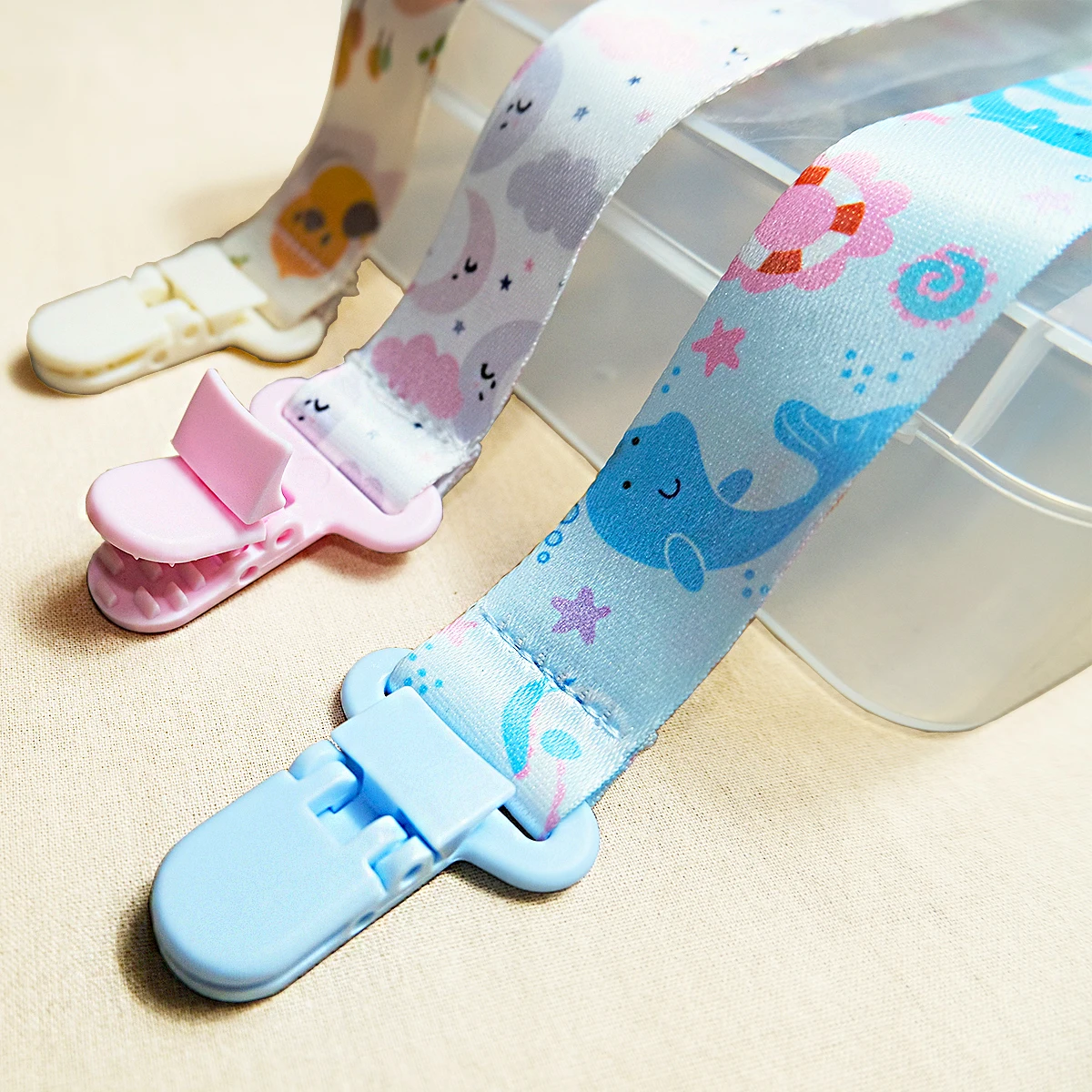 3PCS cartoon printed baby pacifier to prevent chain dropping; Baby gum toy anti fall rope hanging rope, bottle and nipple clip