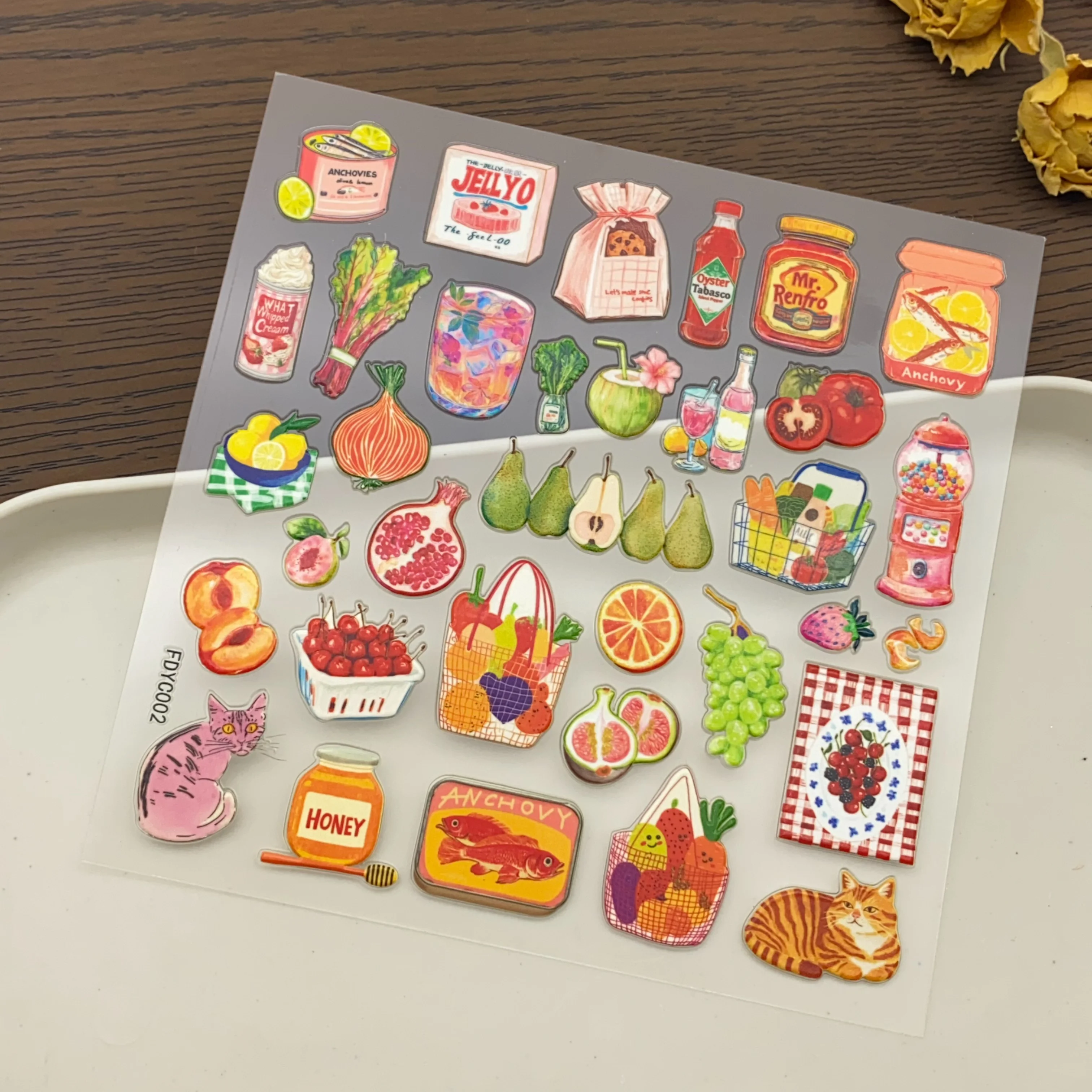 1 sheets Mediterranean Y2K Downtown Girls Embossed Stickers Fashion Relief Sticker Clean Girl Art Stickers