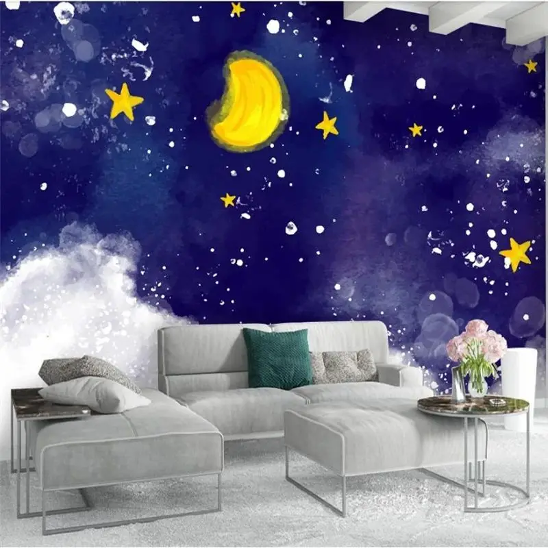 beibehang Custom wallpaper 3D mural Nordic minimalist hand-painted retro oil painting starry sky TV background wall фотообои 3d