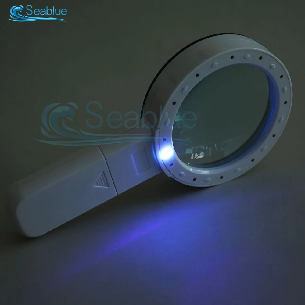 30X Magnifying Glass Handheld with Light 12 LED Watch UV 90mm Stand Ring Microscope for Optical Glass Repair Tool