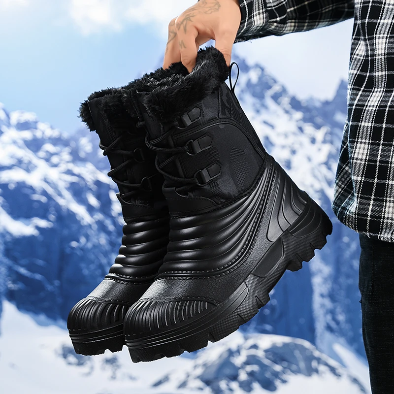 

Winter New Men's Over-The-Knee Snow Boots - Plus Size Fleece Lined Lightweight Non-Slip Wear-Resistant Outdoor Warm Boots