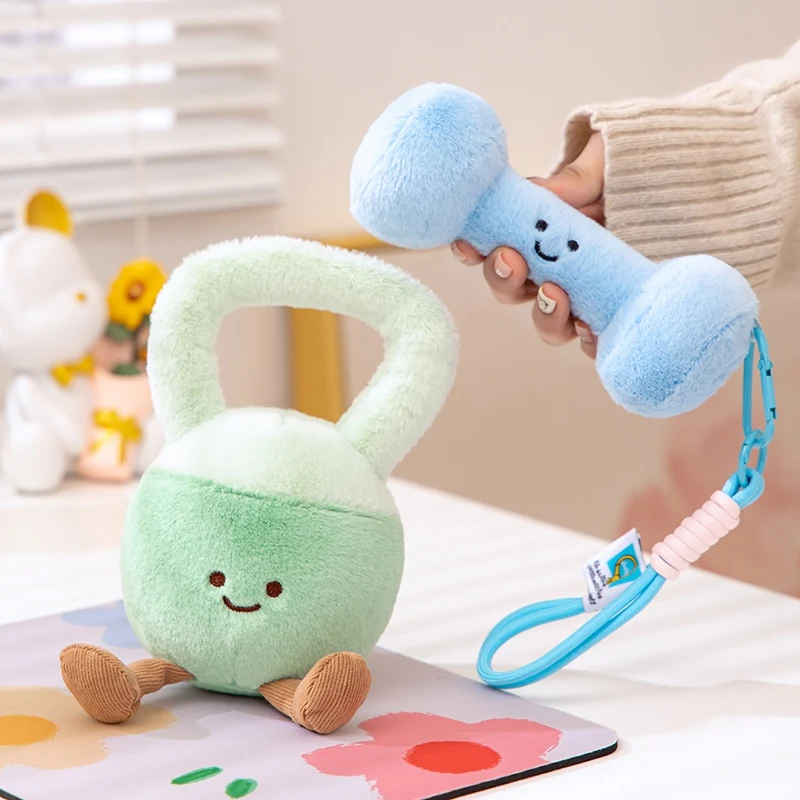 Cartoon Anime piękny czajnik dzwonek hantle pluszowa lalka kreatywny Fitness wypchane lalki dzieci ręcznie robione lalki plecak wisiorek prezenty