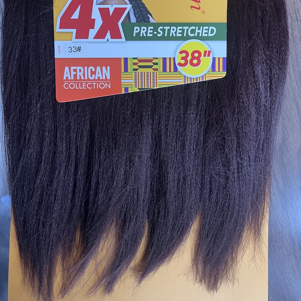 Trenza Sintética de 38 Pulgadas con Textura Yaki Suave Preestirada para Trenzas Box y Twists (1 paquete, 4 unidades) 5